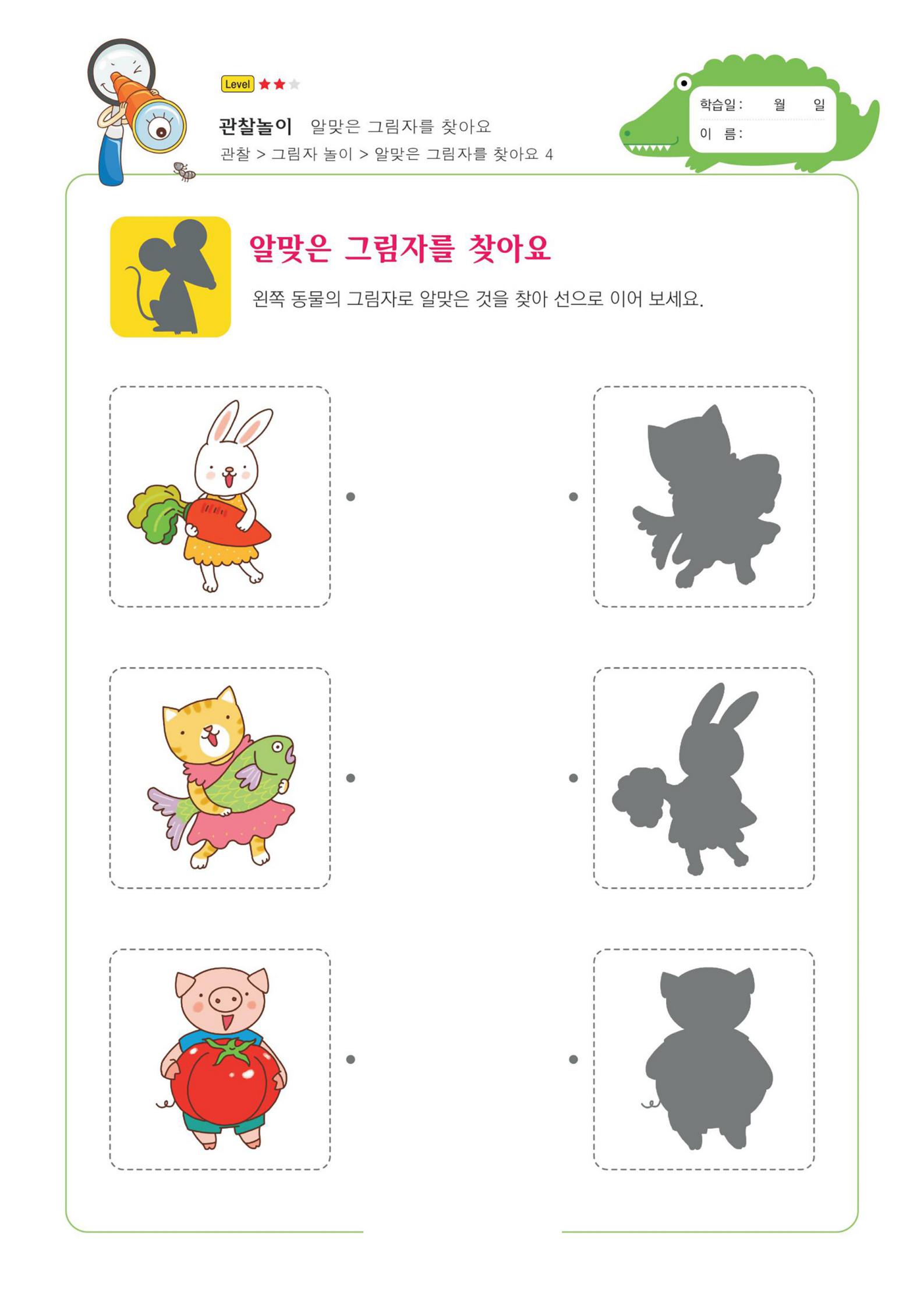 60张韩国影子配对图卡训练幼儿注意力专注力学习能力