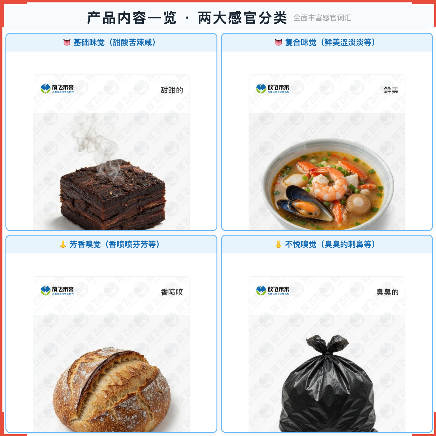 《儿童味觉和嗅觉认知卡》如何帮助孩子从“只会说好吃不好吃”走向精准描述、主动表达，科学训练味觉嗅觉认知与语言表达