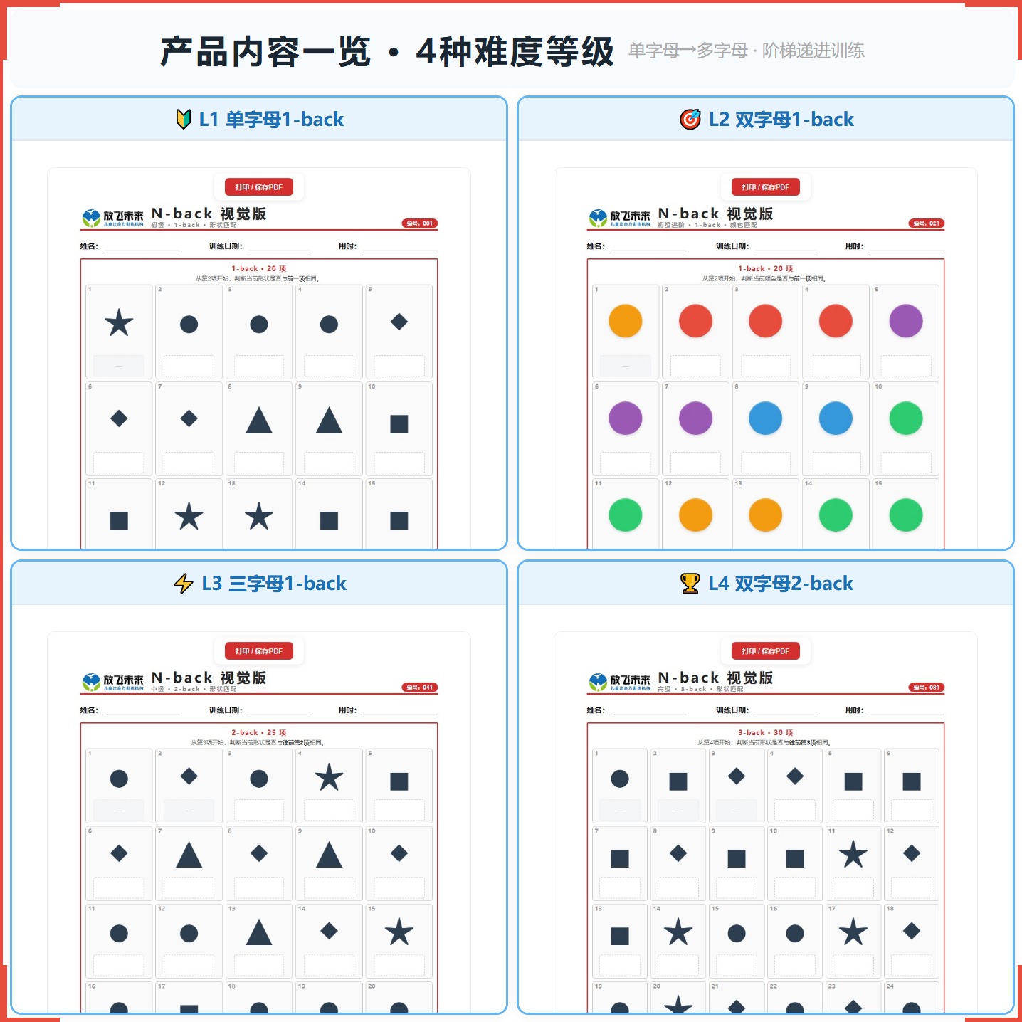 《N-back视觉版》如何帮助孩子提升短期记忆容量与信息加工效率，科学训练视觉工作记忆与注意力追踪